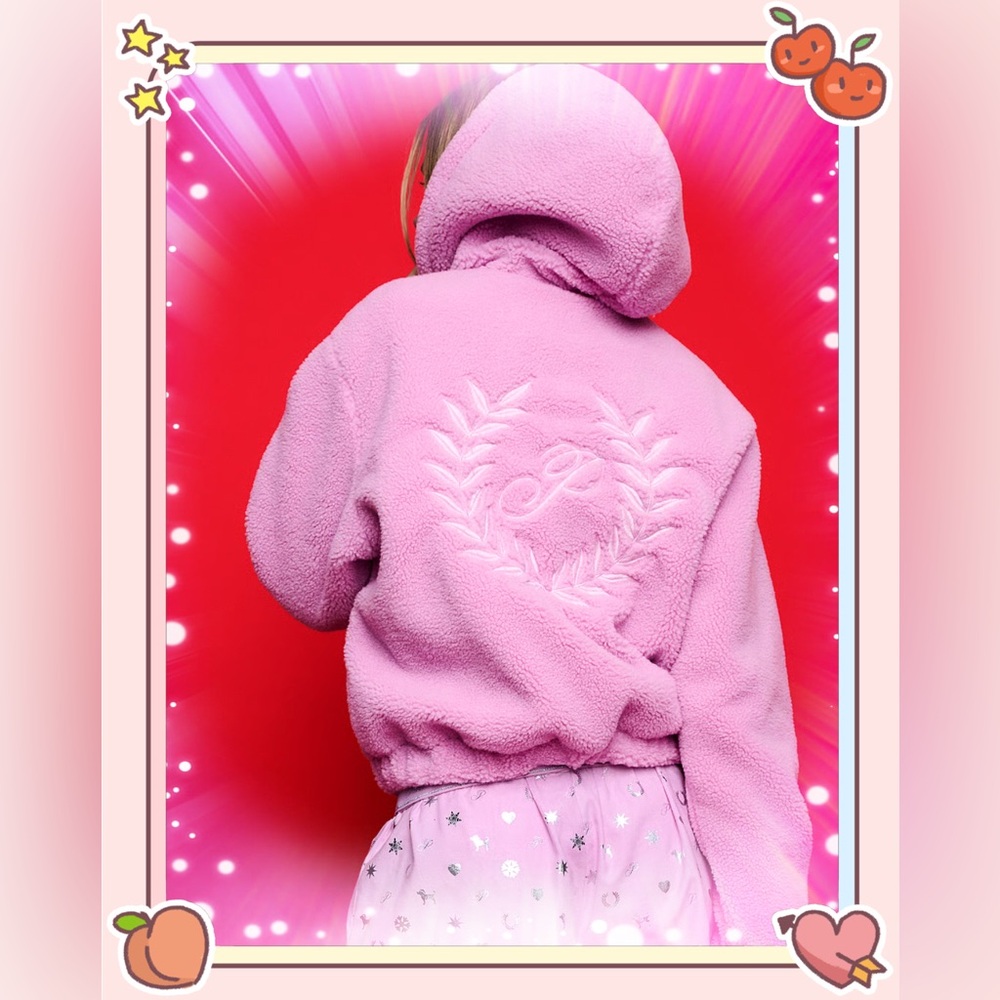 PINK Victoria’s Secret Plush Teddy Hooded Bomber Jacket Hushed Lilac Size XL